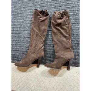 Michael Kors Womens 10M Brown Suede Slouchy Knee High Boots Stacked Heel Italy
